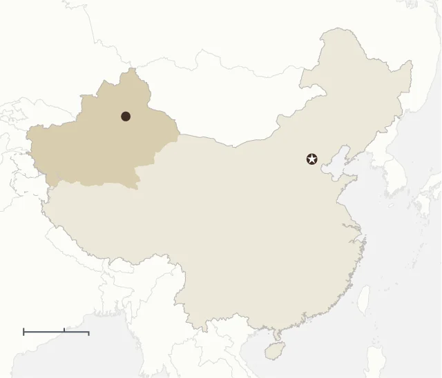 Where is Xinjiang: A map showing China with Xinjiang highlighted in the northwest of the country.
