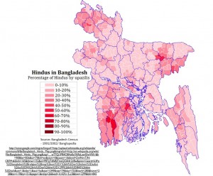 Map of Hindus in Bangladesh