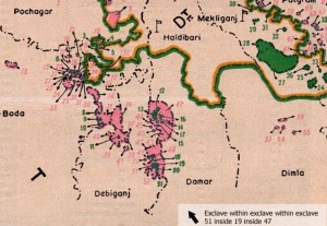 Detail of map of Indian and Bangladeshi enclaves Detail of map of Indian and Bangladeshi enclaves